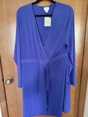 Jaclyn Smith Purple Wrap Midi Dress